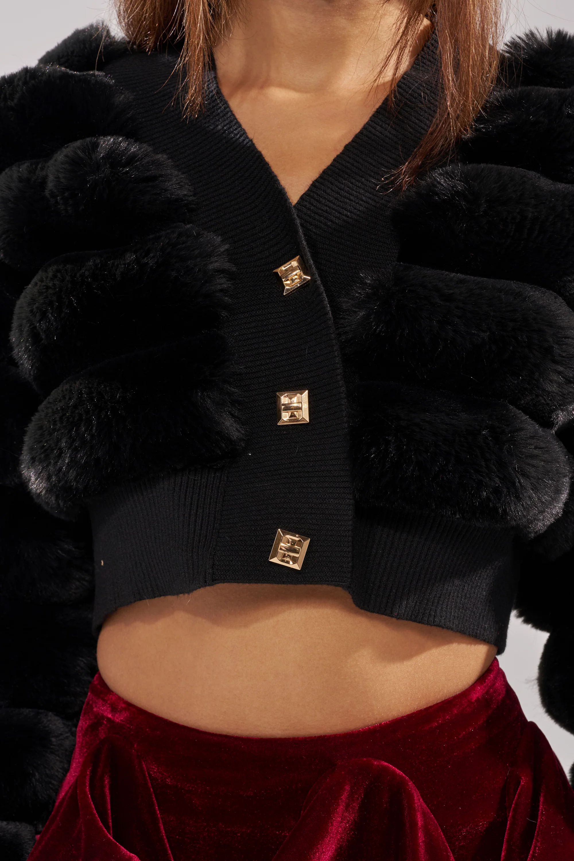 WILD HEART FAUX FUR CARDIGAN IN BLACK - Image 8