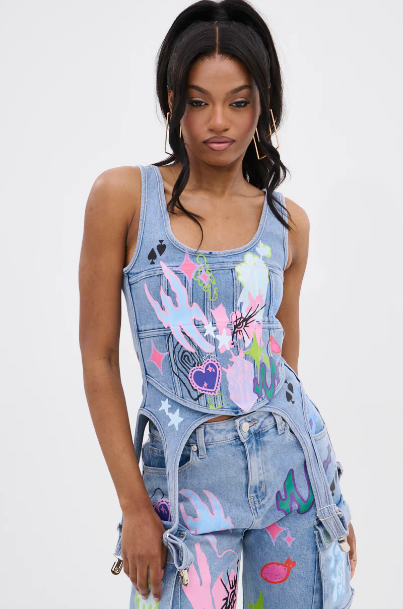 WILD SOUL GRAFFITI CORSET TOP - Image 3