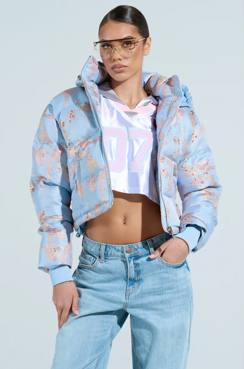WINTER BLUES BROCADE PUFFER - Image 3