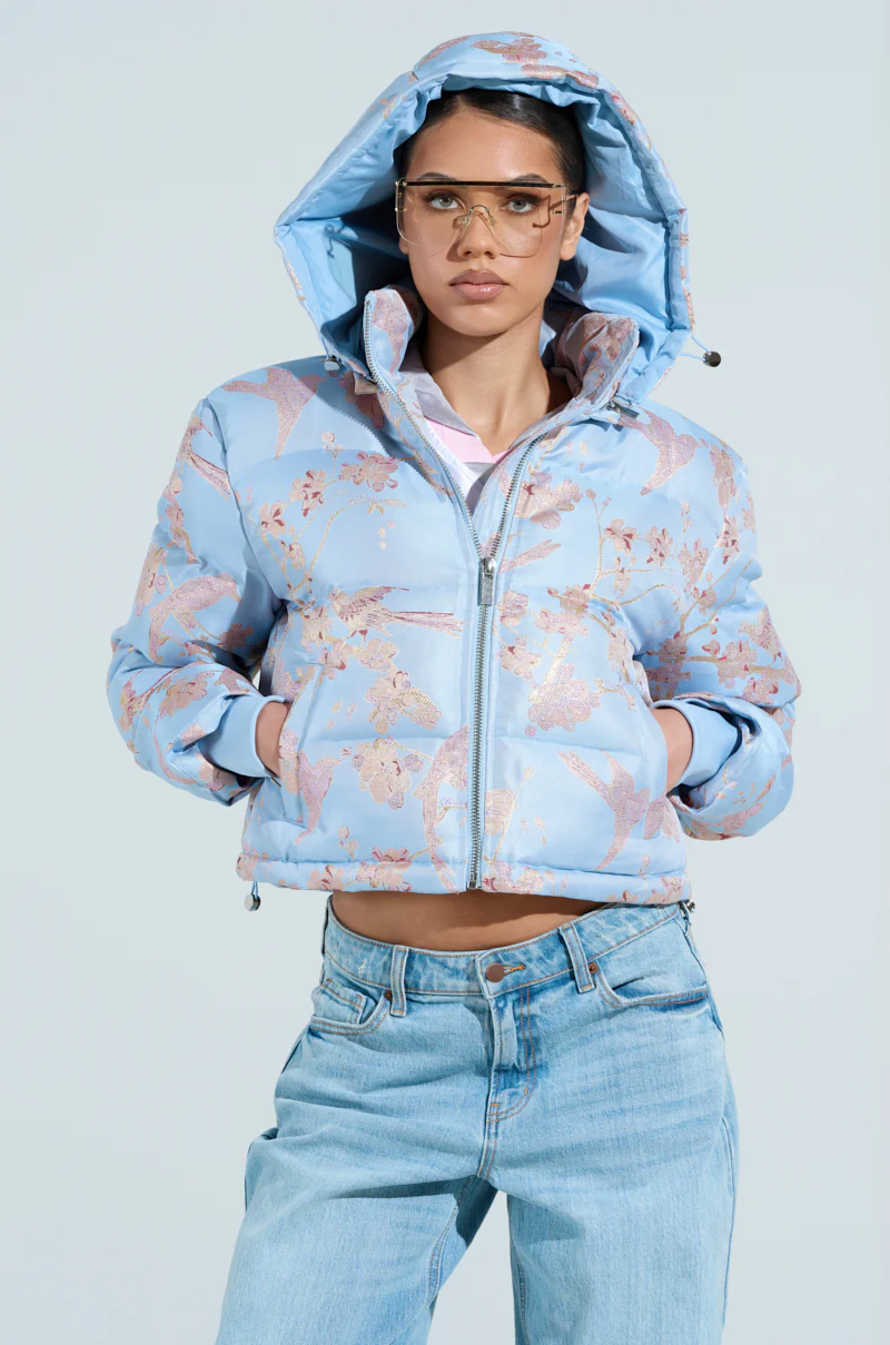 WINTER BLUES BROCADE PUFFER - Image 4