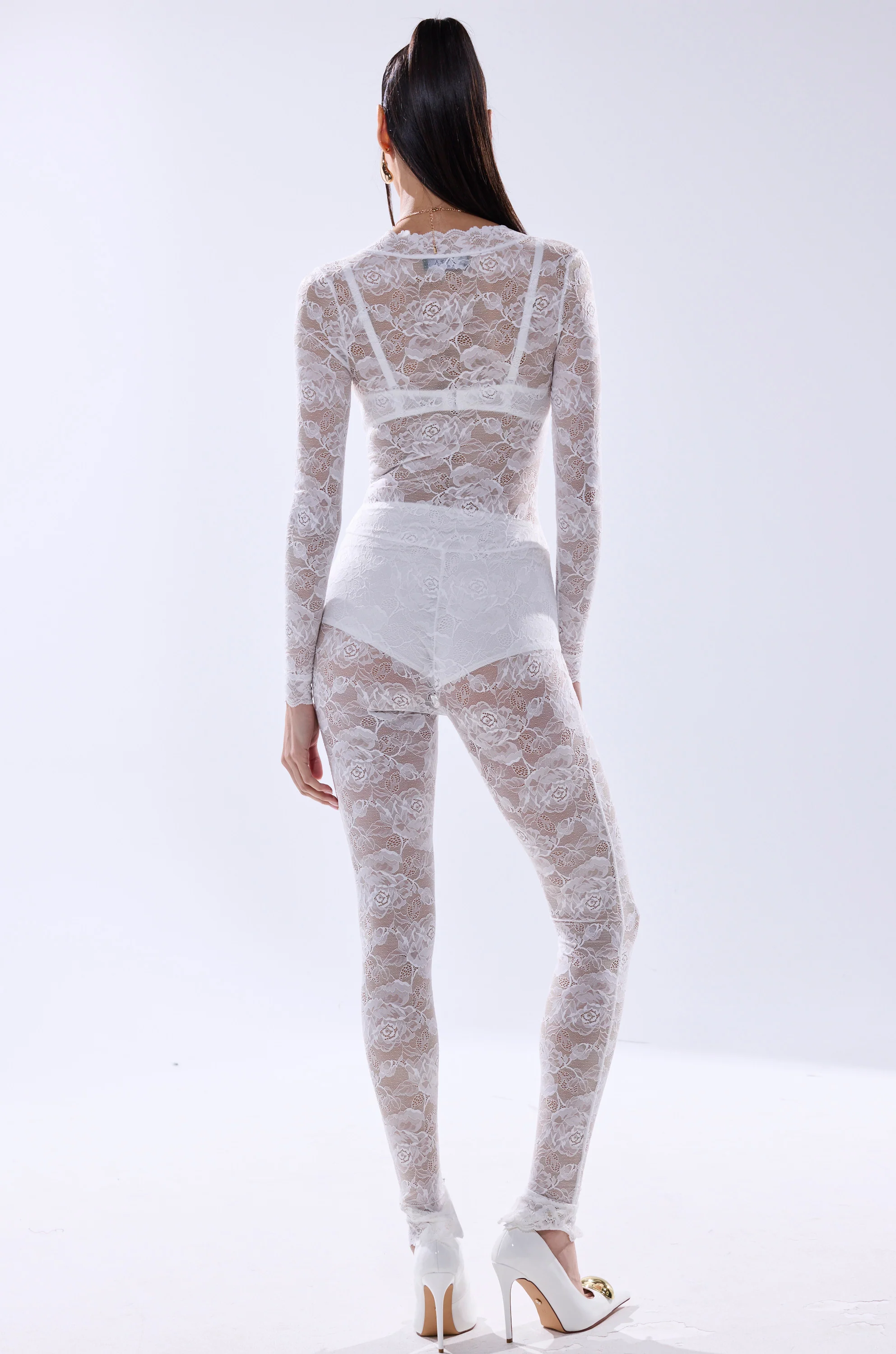 WISH YOU WERE ME LACE JUMPSUIT IN WHITE - Image 7