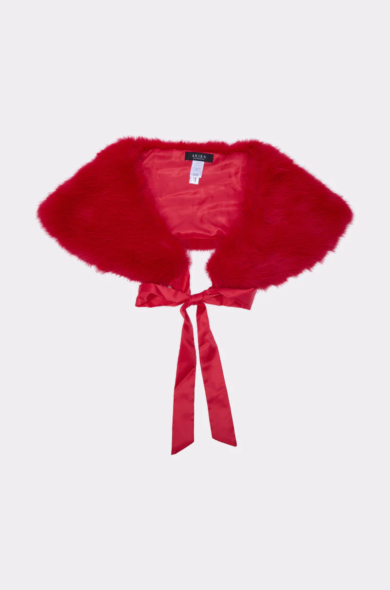 WITH A BOW FAUX FUR SHAWL - Image 5