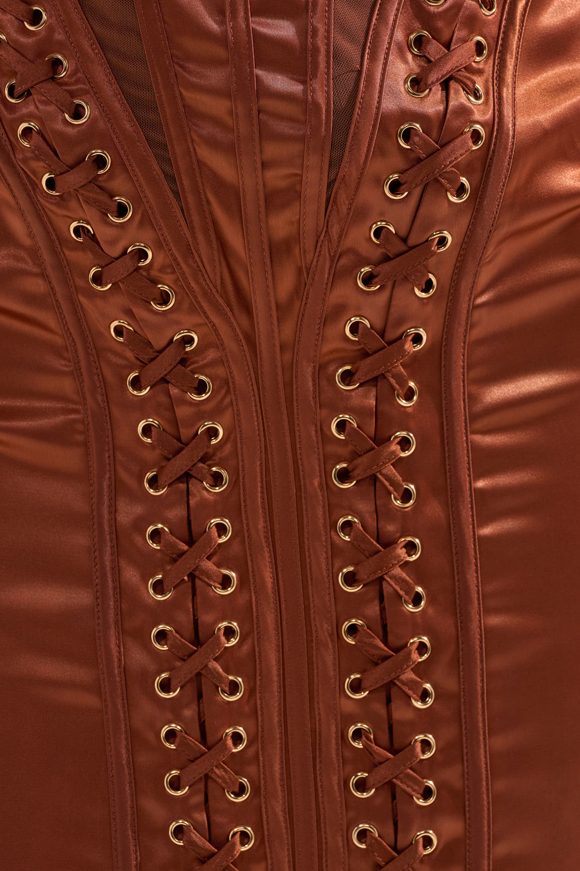 WOAH BABY SATIN MIDI DRESS IN CHOCOLATE - Image 11