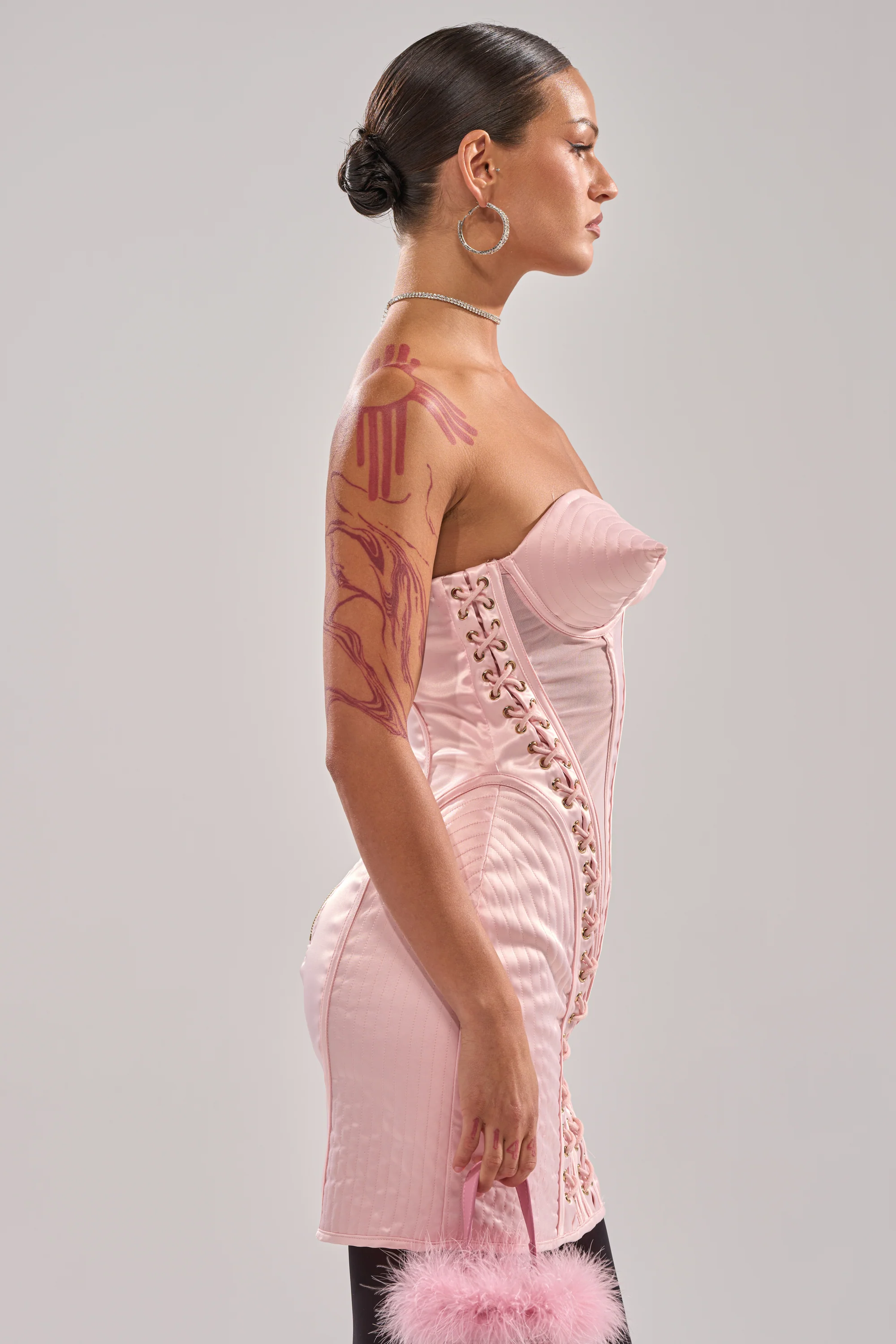 WOAH BABY SATIN MINI DRESS WITH CONE DETAIL - Image 8