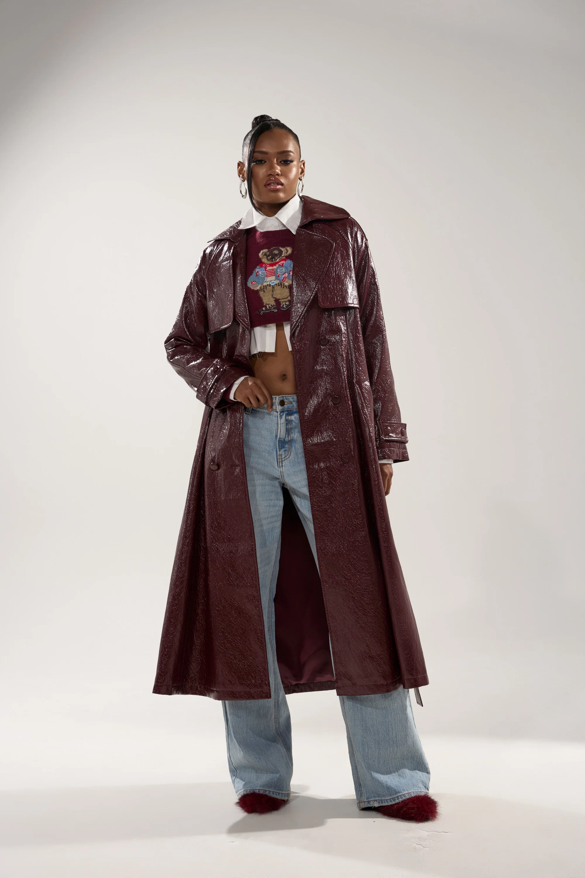 WOKE UP IN PARIS FAUX LEATHER TRENCH - Image 3