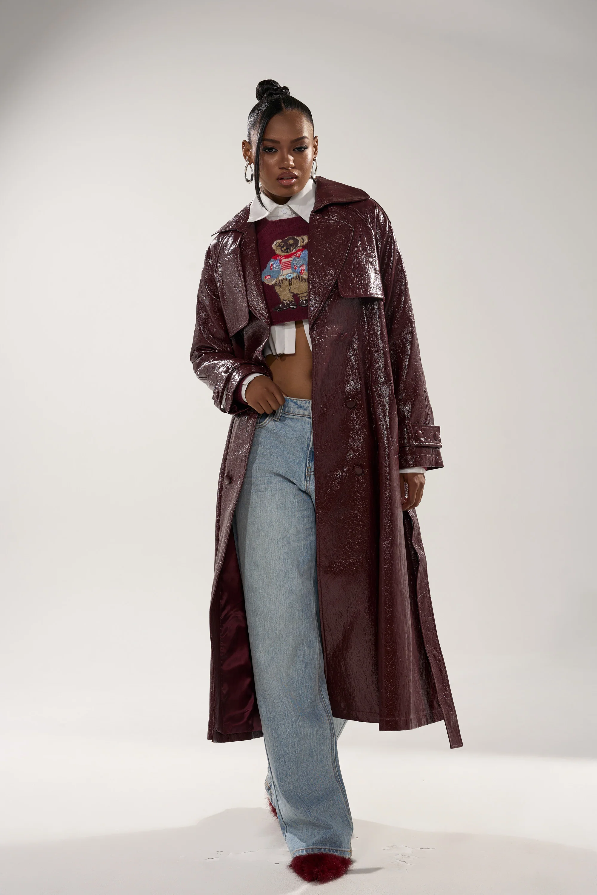 WOKE UP IN PARIS FAUX LEATHER TRENCH - Image 4