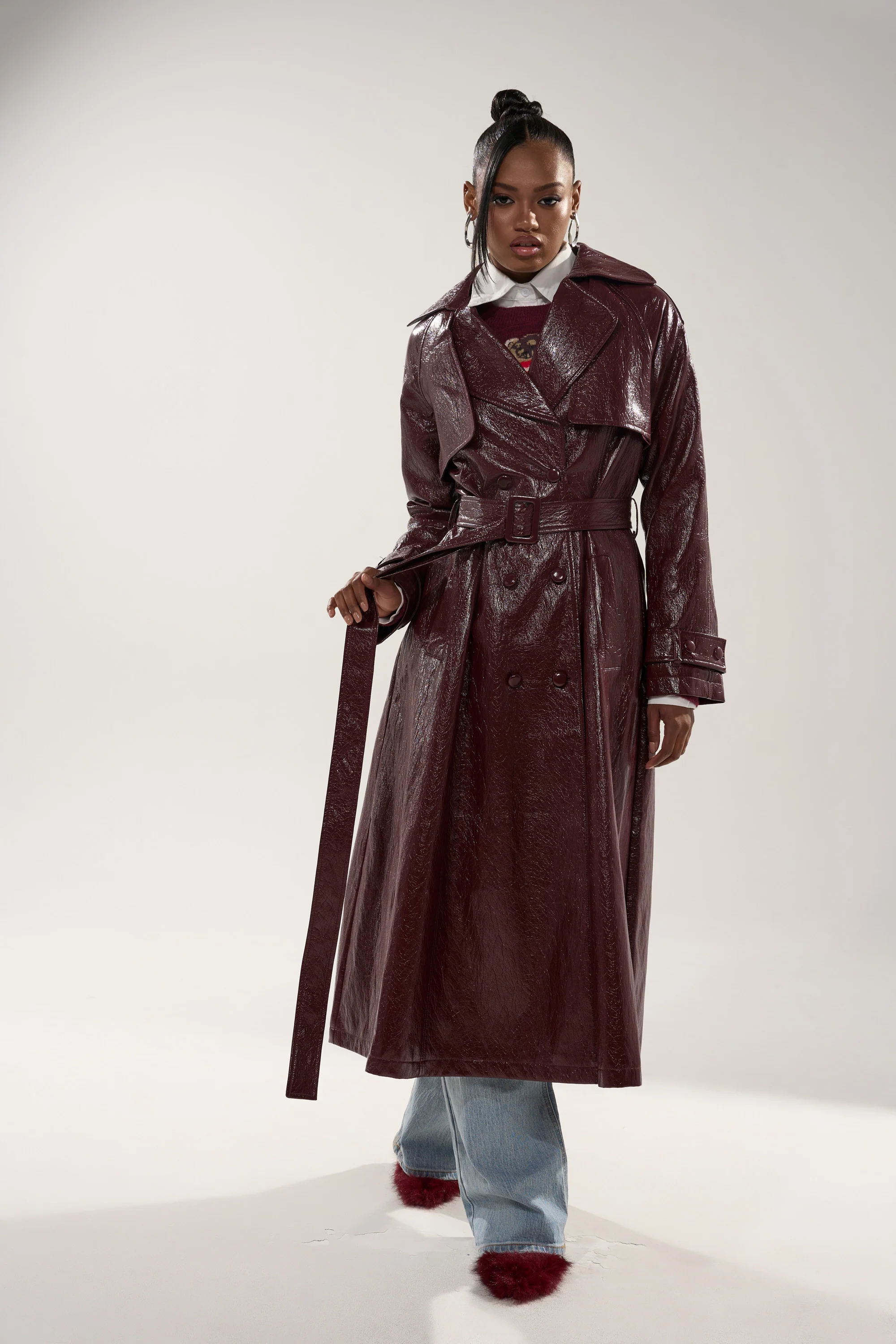 WOKE UP IN PARIS FAUX LEATHER TRENCH - Image 5