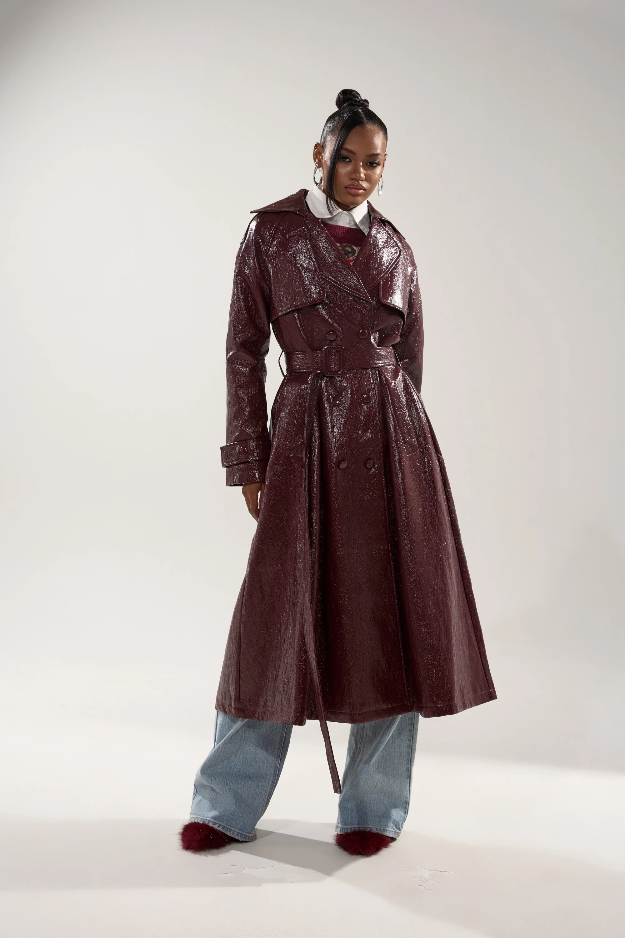 WOKE UP IN PARIS FAUX LEATHER TRENCH - Image 7