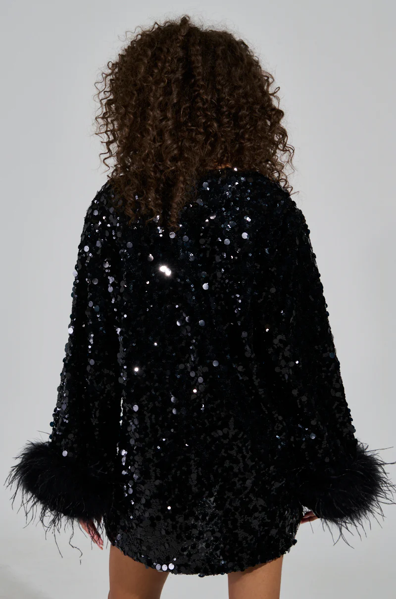 WOKE UP LIKE THIS SEQUIN MINI DRESS WITH FEATHERS - Image 5
