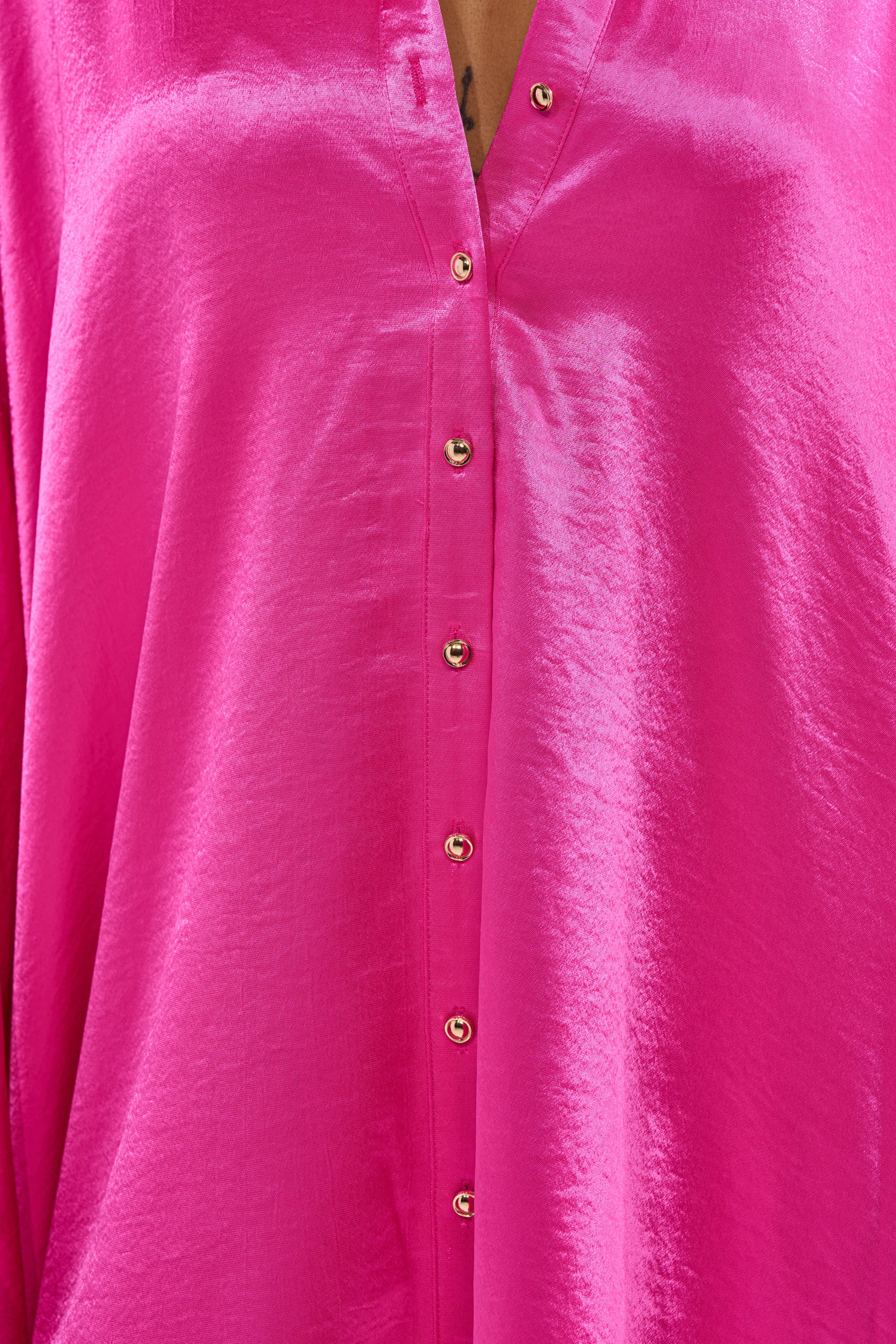 WONDERLUST SATIN LONG SLEEVE MINI DRESS IN PINK - Image 7