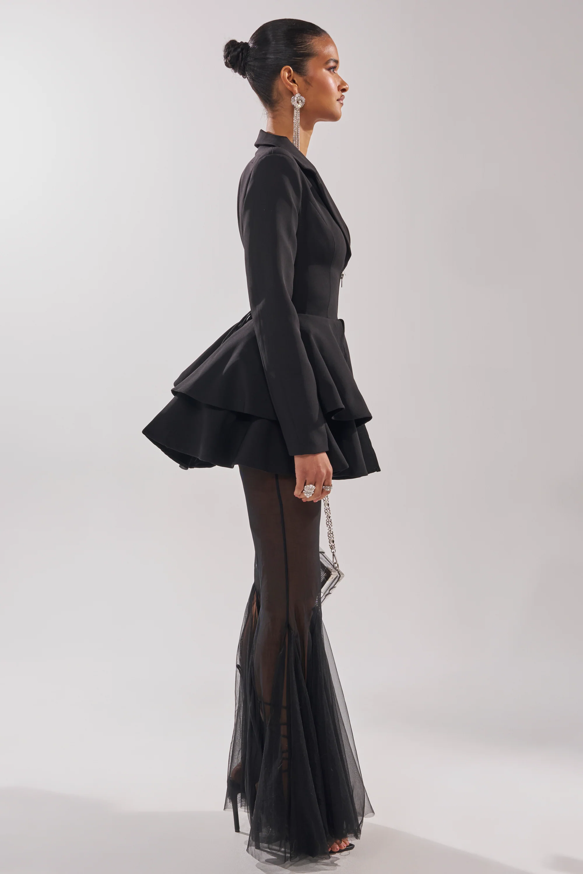 WORK HARD PLAY HARD BLAZER MESH JUMPSUIT - Image 5