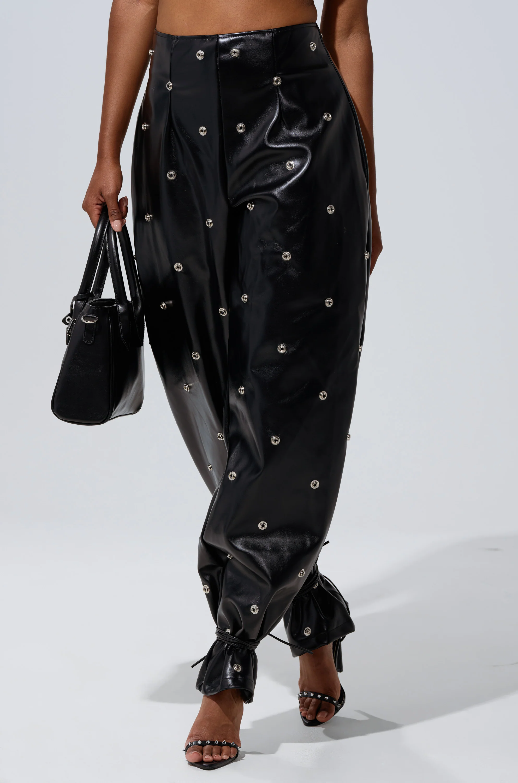 WORK IT BABY FAUX LEATHER BARREL PANT - Image 2