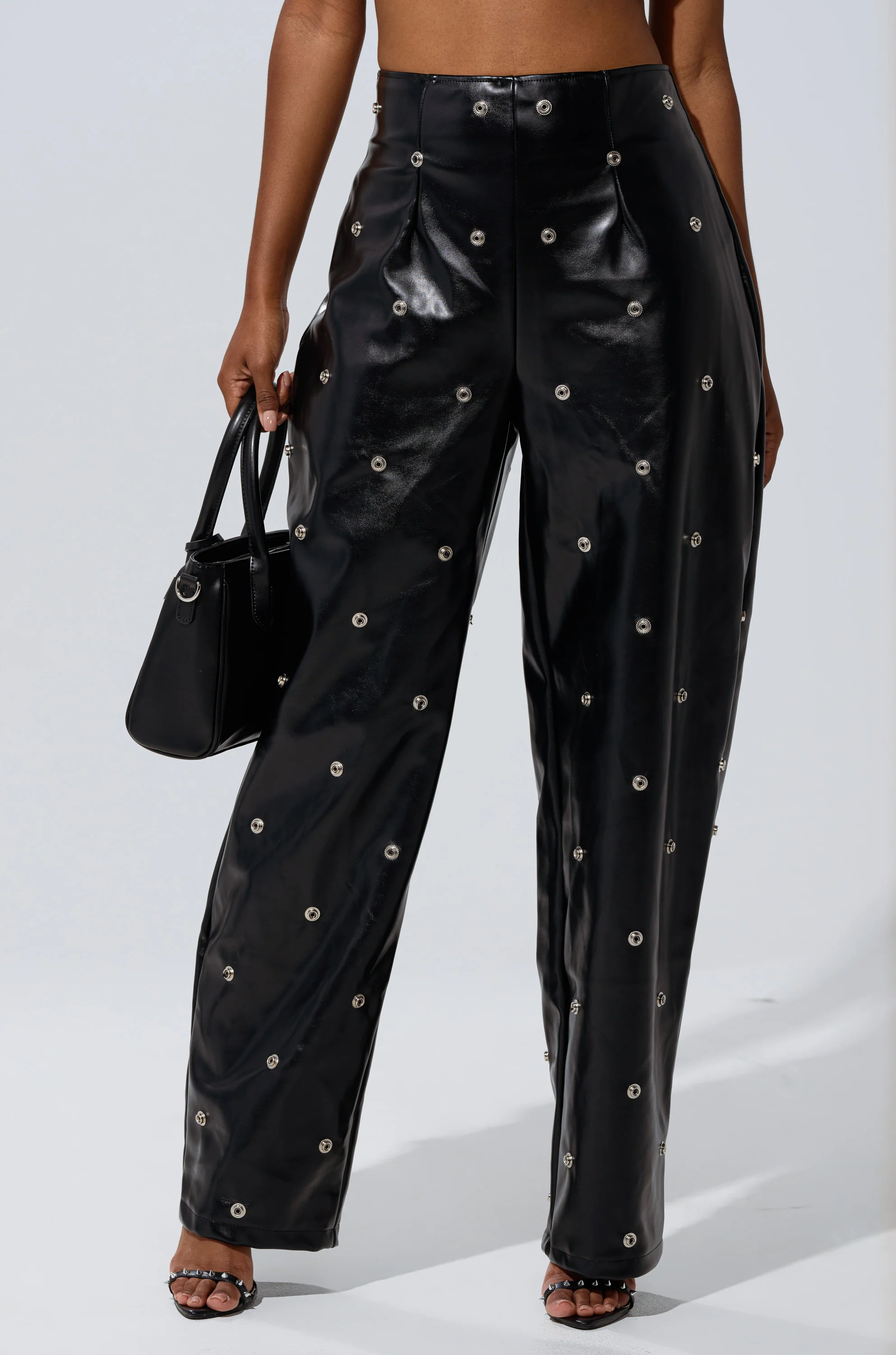 WORK IT BABY FAUX LEATHER BARREL PANT - Image 3