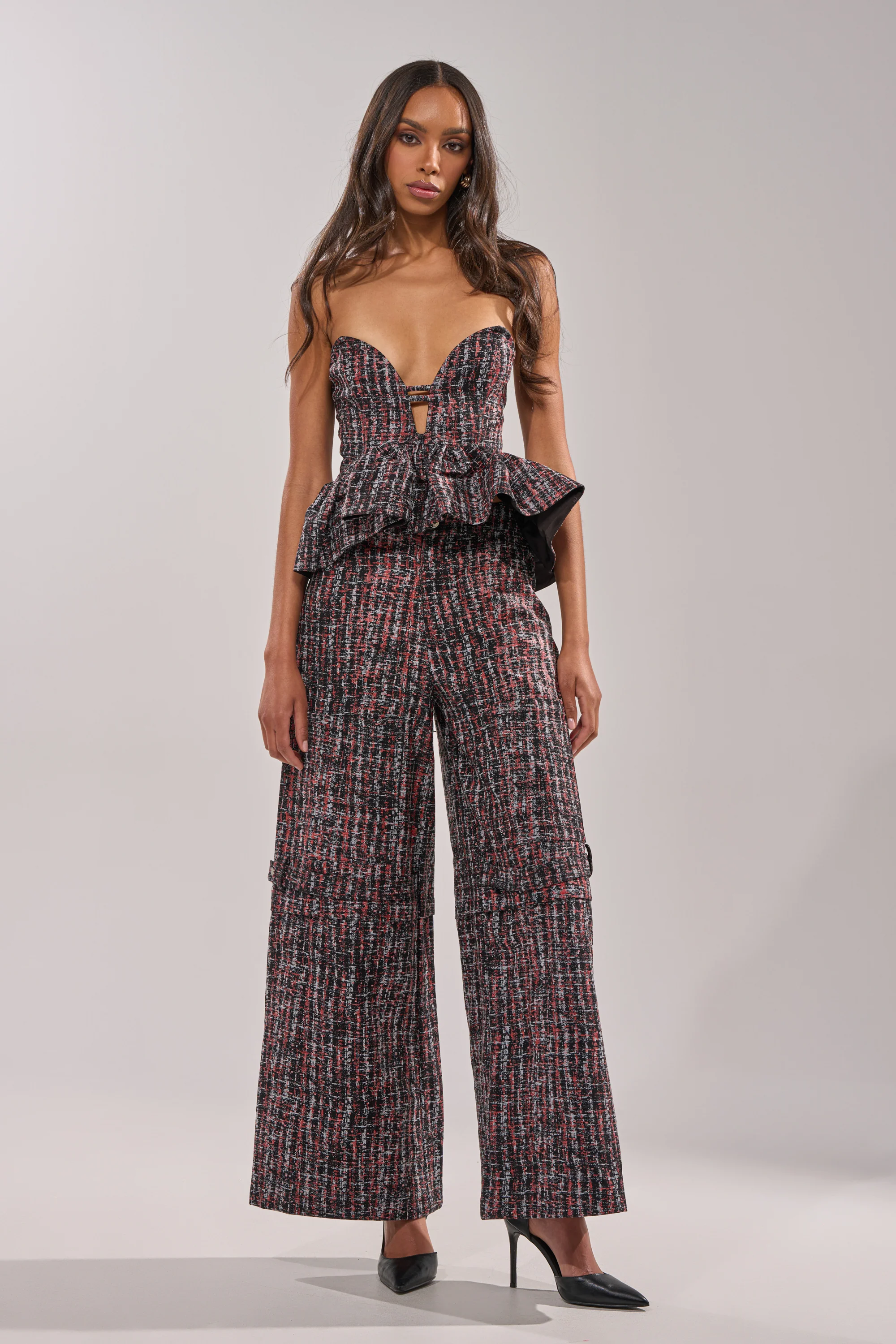 WORK IT FAUX LEATHER PLAID TROUSER - Image 6