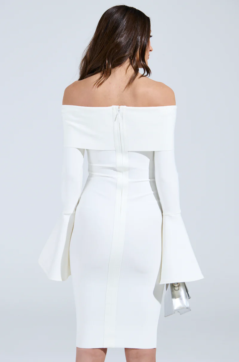 WORK OF ART BANDAGE MIDI DRES IN WHITE - Image 4
