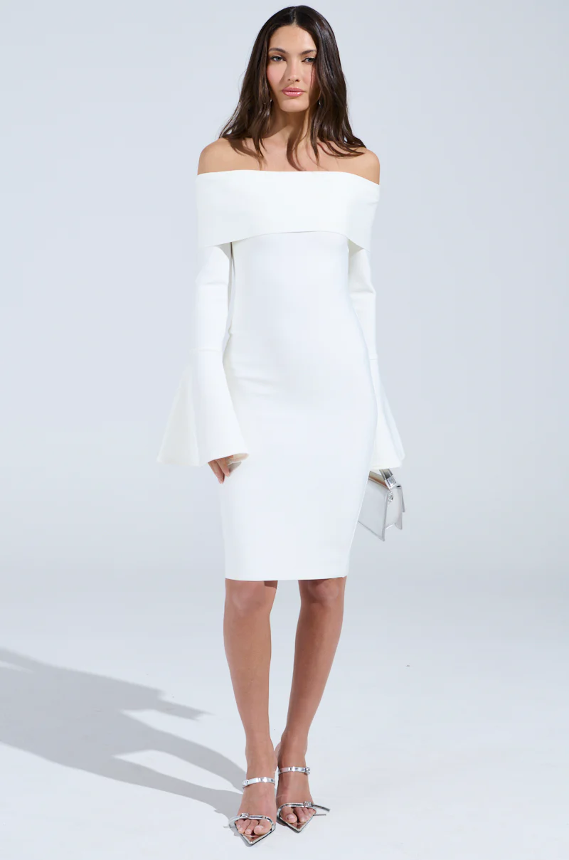 WORK OF ART BANDAGE MIDI DRES IN WHITE - Image 5
