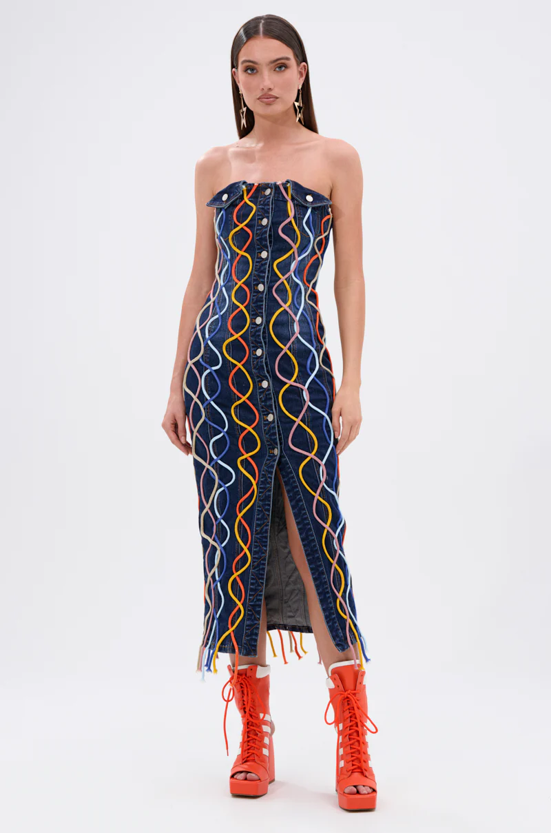 WORK OF ART DENIM MIDI DRESS - Image 2