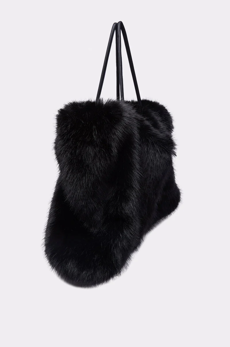 YETI LARGE FAUX FUR TOTE IN BLACK - Image 4