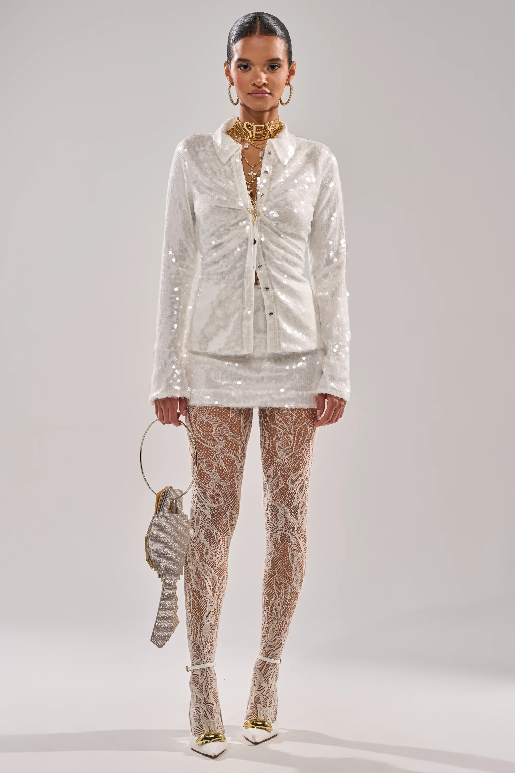 YOU AND ME BABY SEQUIN BUTTON DOWN - Image 7