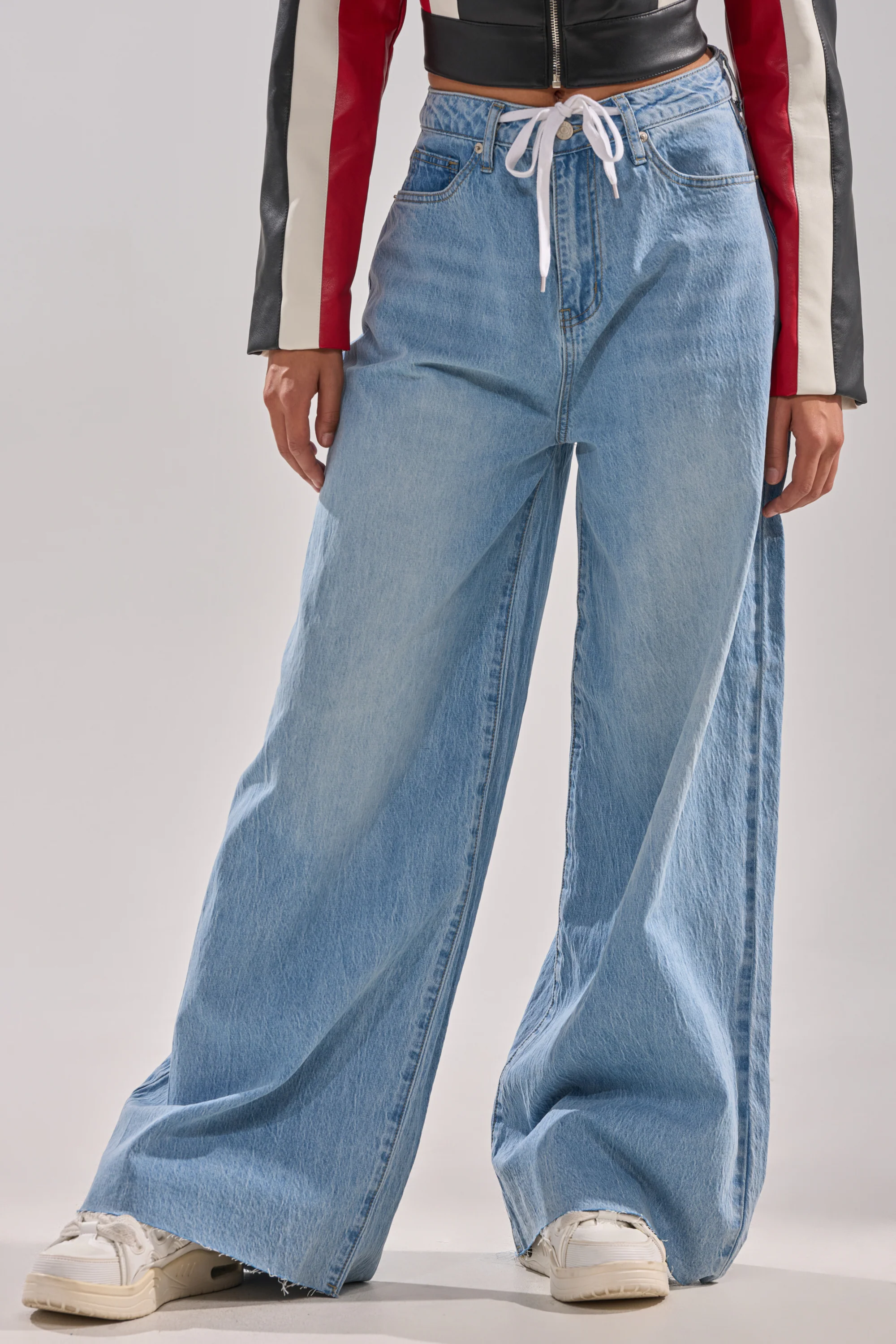 YOU BET DRAWSTRING WIDE LEG JEANS - Image 2