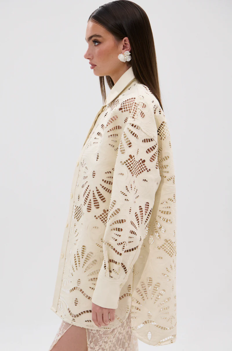 YOU FEELIN ME NOW CUTOUT PU BUTTON UP SHIRT - Image 5