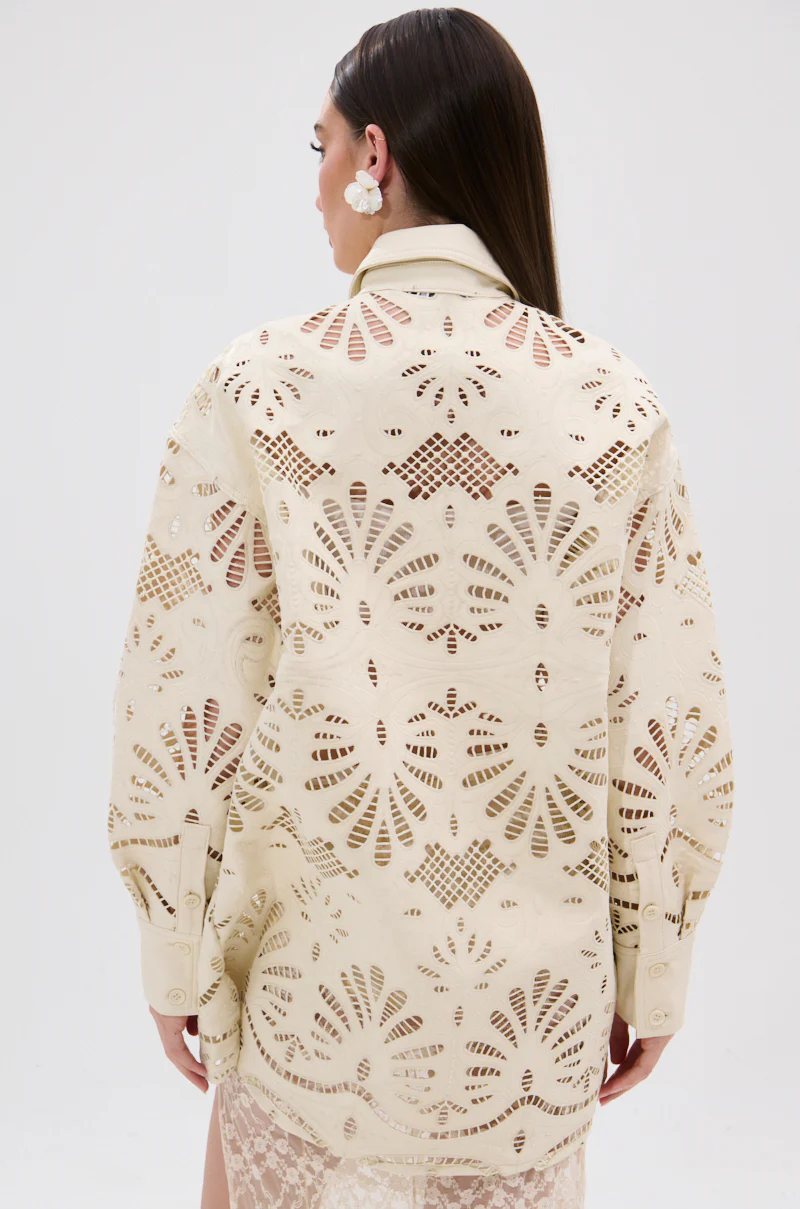 YOU FEELIN ME NOW CUTOUT PU BUTTON UP SHIRT - Image 6