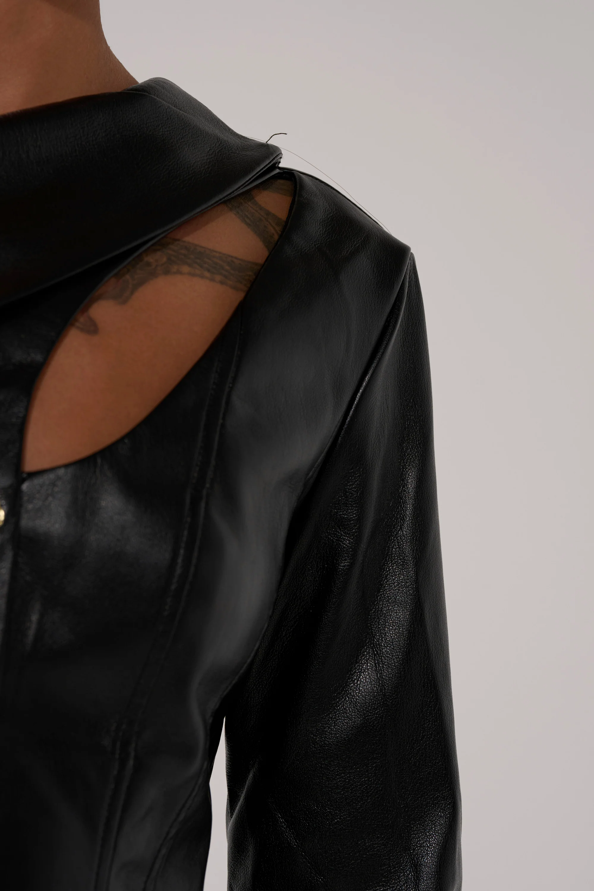 YOU GOT ME FEELING FAUX LEATHER BUTTON DOWN - Image 6