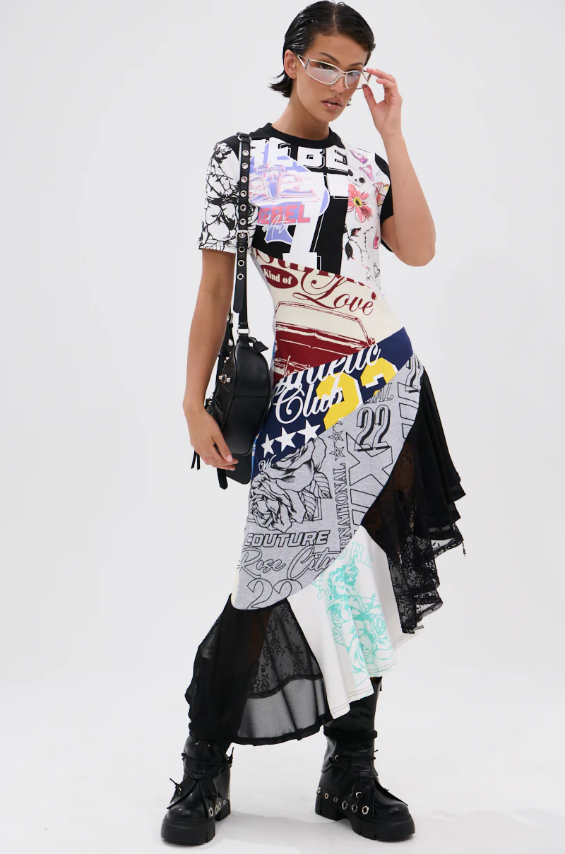 YOU WERE THE ONE PATCHWORK MIDI DRESS