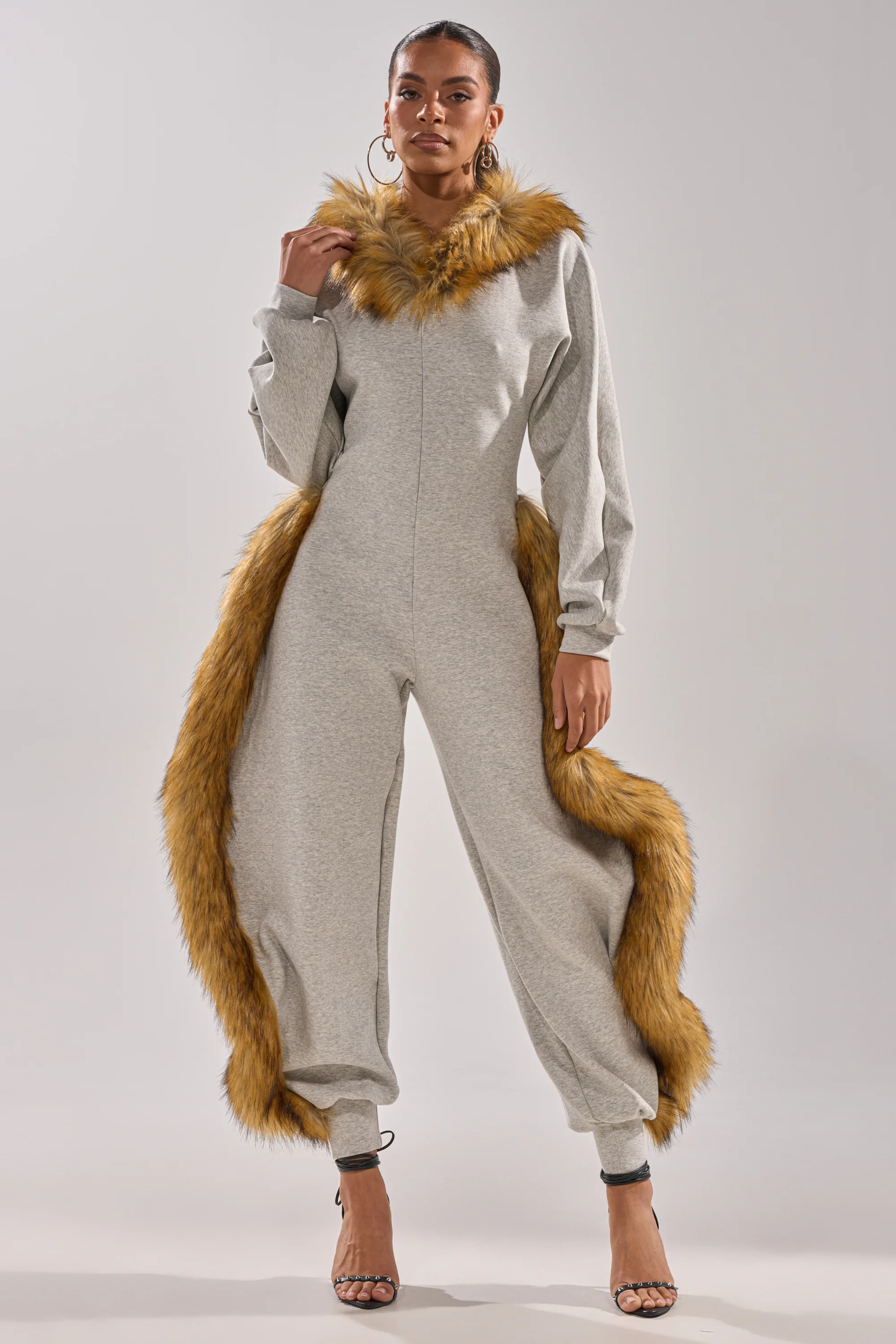 YOU WISH JUMPSUIT WITH FUR ACCENTS - Image 3