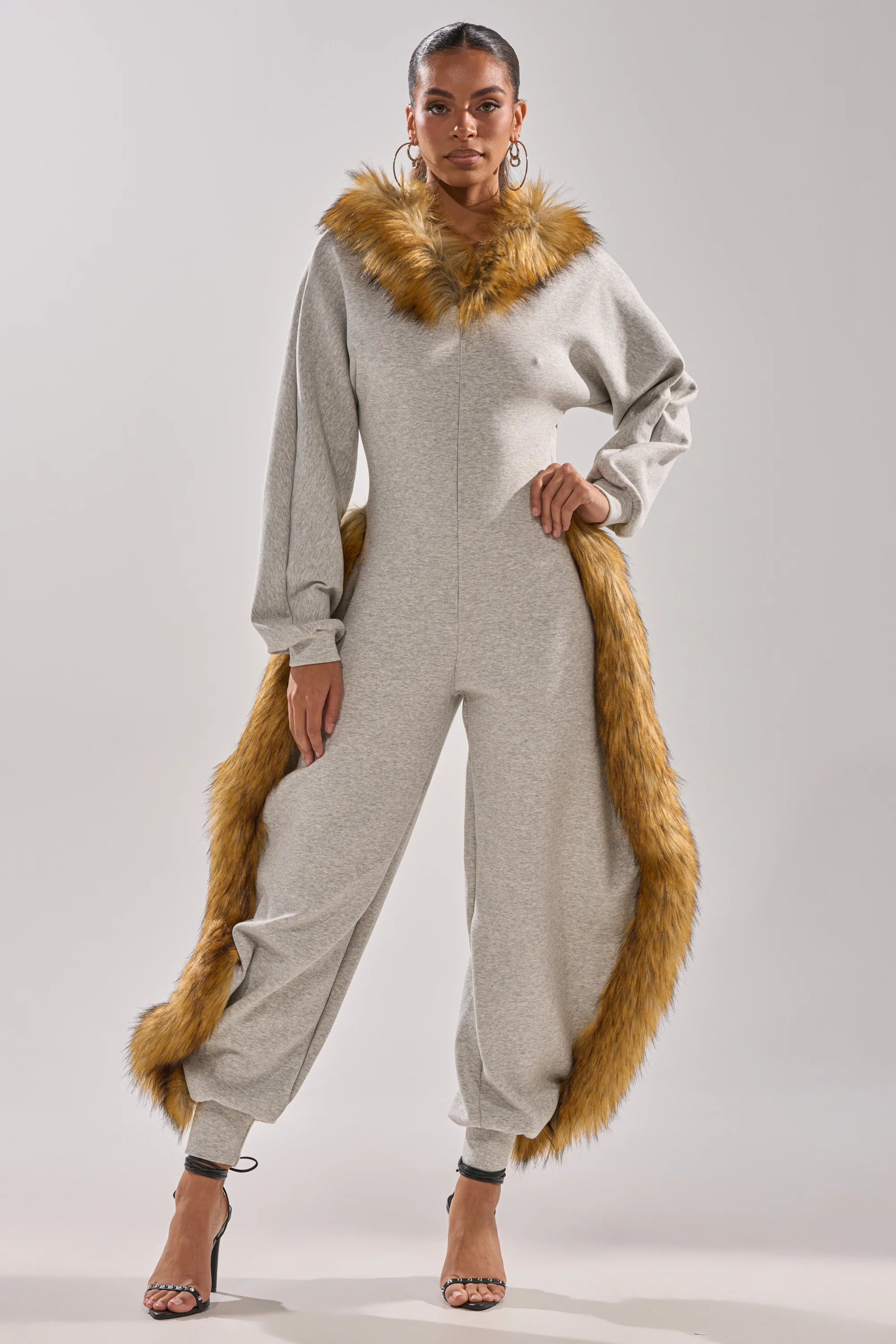 YOU WISH JUMPSUIT WITH FUR ACCENTS - Image 4