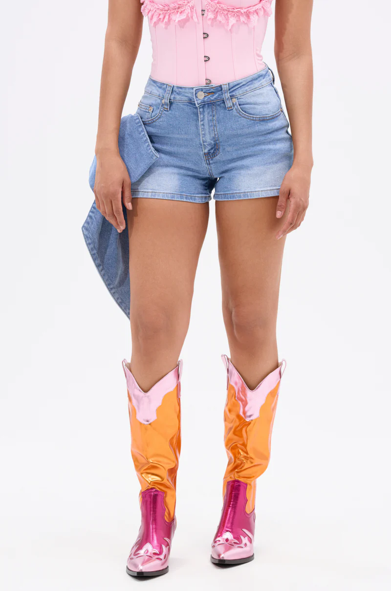 YOUR BIGGEST PRESENT BOW DETAIL DENIM SHORT - Image 4