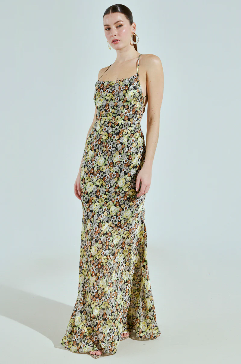 ZANIYA FLORAL SATIN MAXI DRESS - Image 3