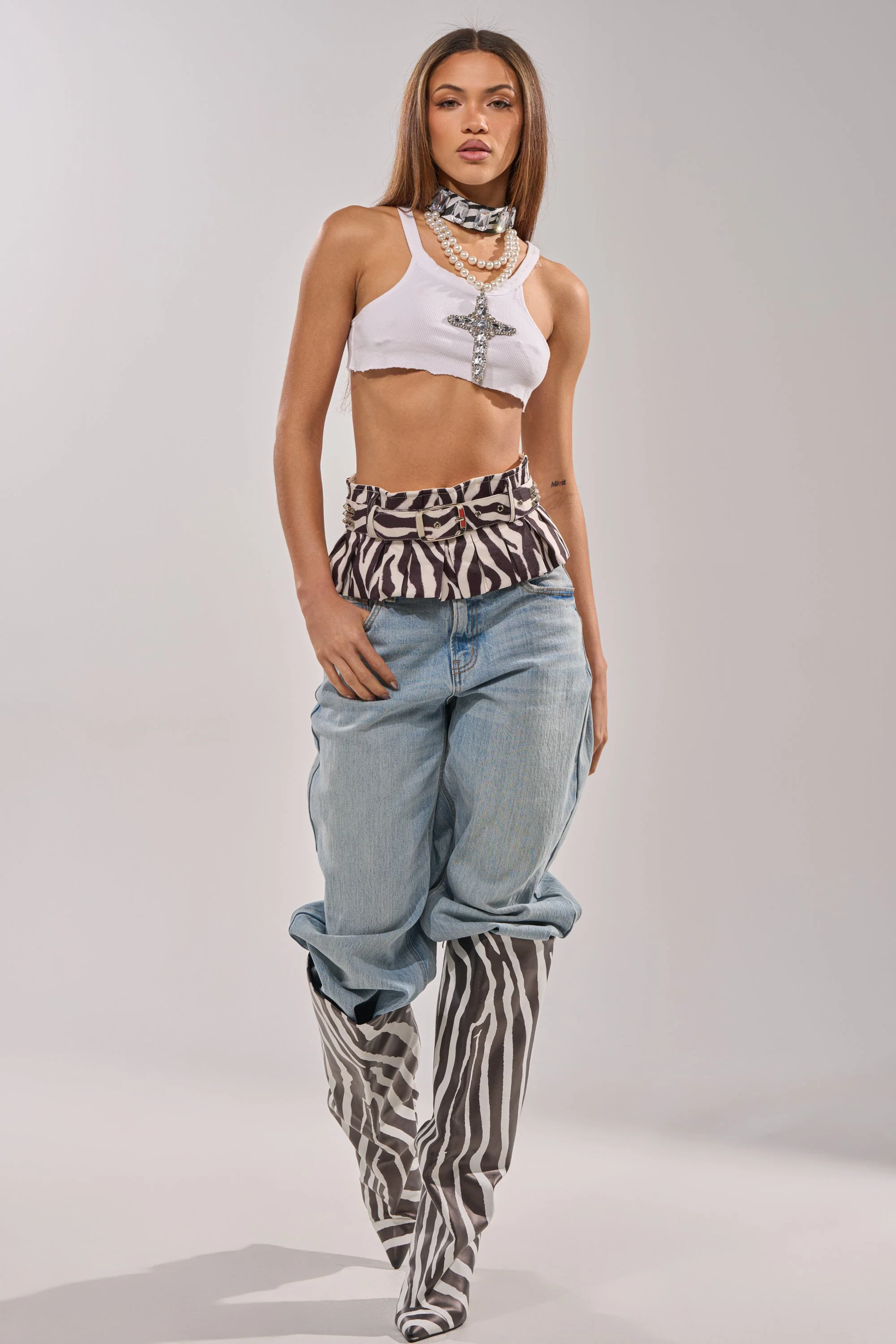 ZEBRA PEPLUM BELT SKIRT - Image 6