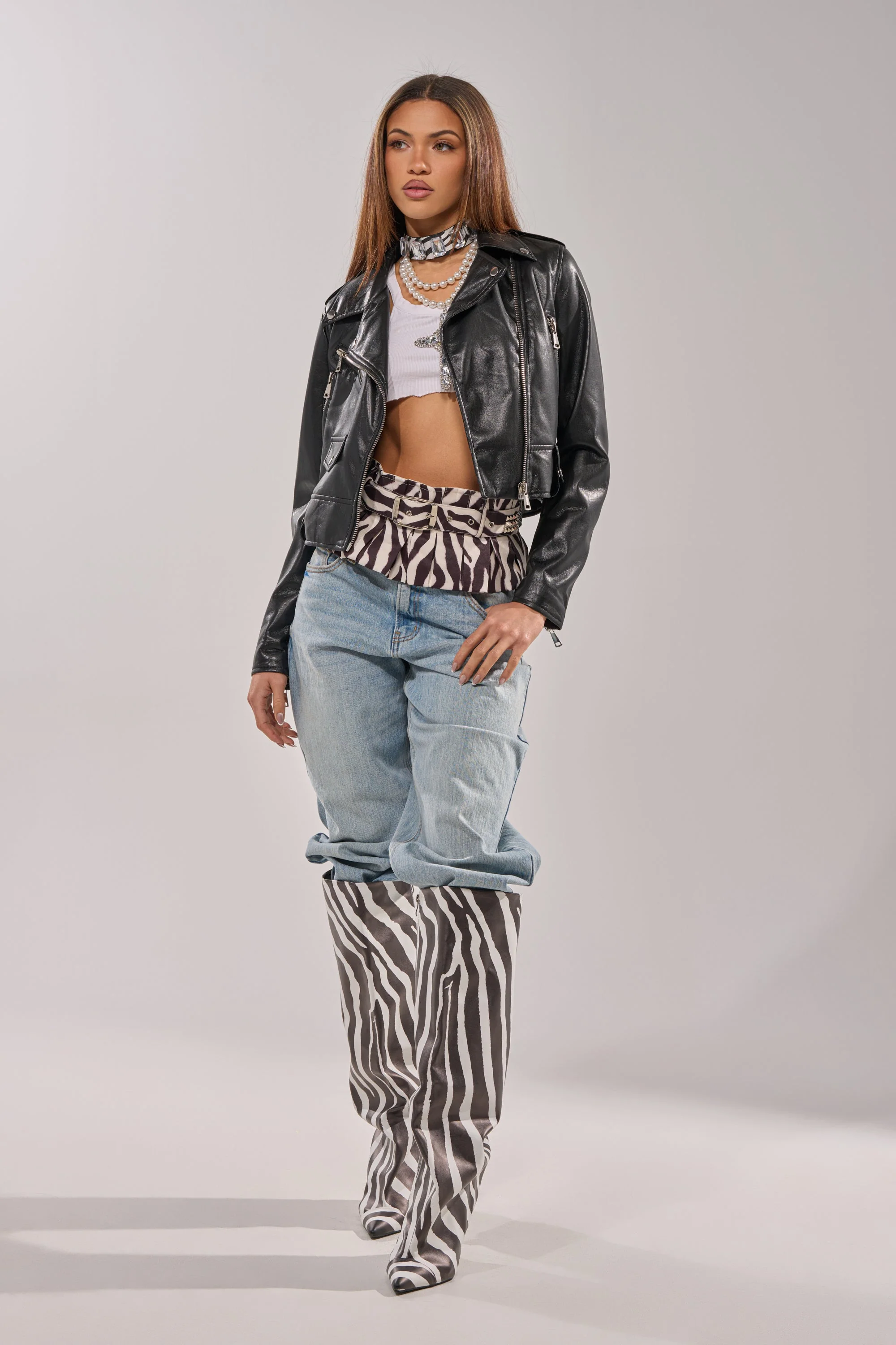 ZEBRA PEPLUM BELT SKIRT - Image 7