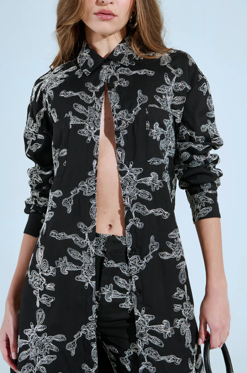 ZIGGY EMBROIDERED LONG BUTTON DOWN TOP - Image 6