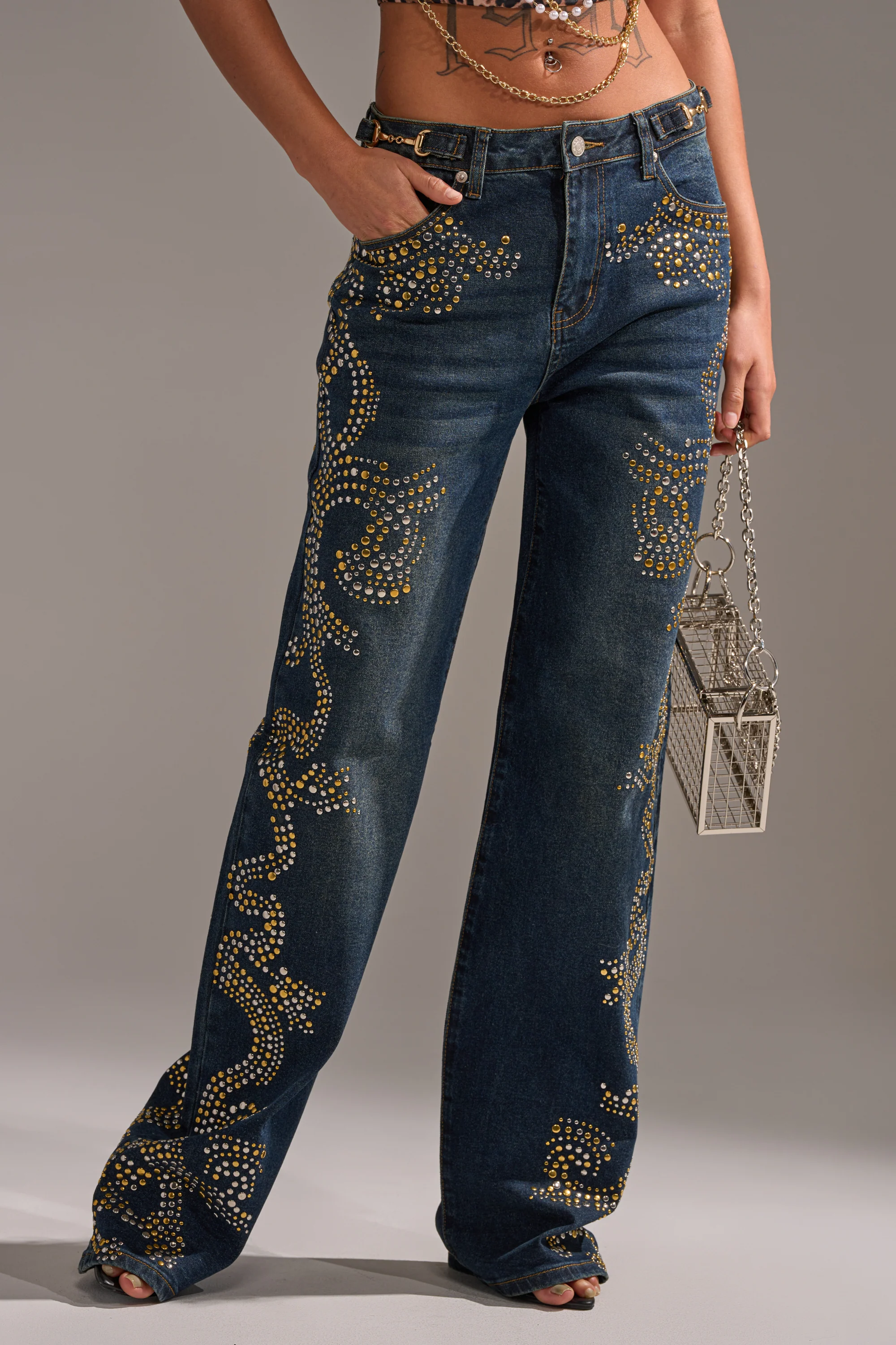 ZIGGY STUDDED WIDE LEG DENIM - Image 2