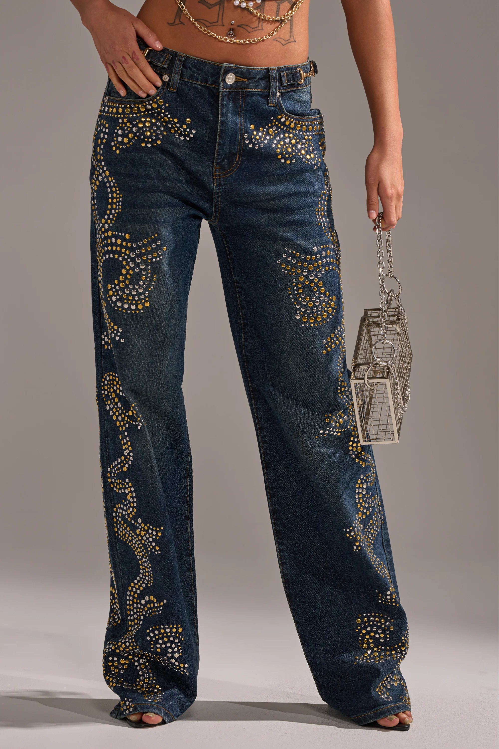 ZIGGY STUDDED WIDE LEG DENIM - Image 3