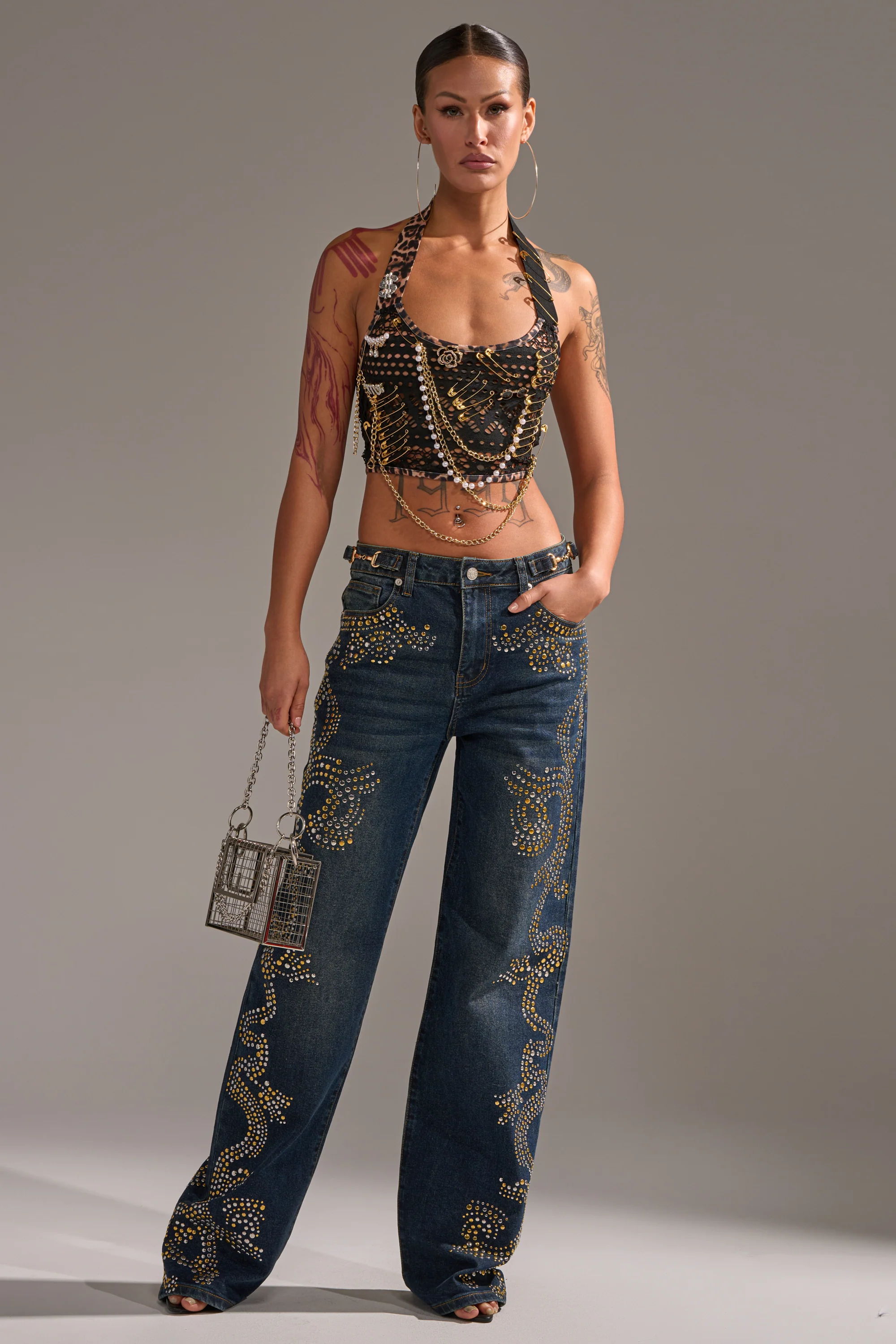 ZIGGY STUDDED WIDE LEG DENIM - Image 6