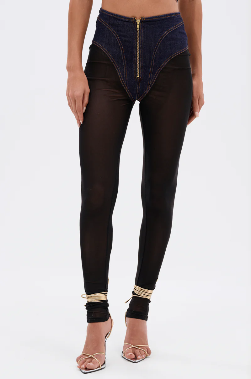 ZIP ME UP MESH LEGGING WITH DENIM PANTY - Image 5