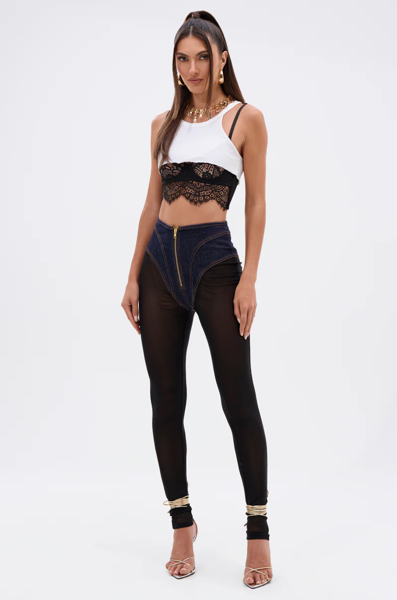 ZIP ME UP MESH LEGGING WITH DENIM PANTY - Image 8
