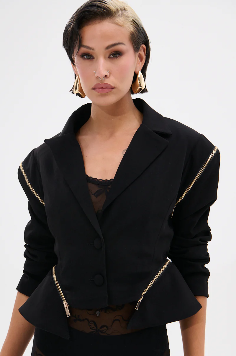 ZIPPED UP PEPLUM BLAZER - Image 2