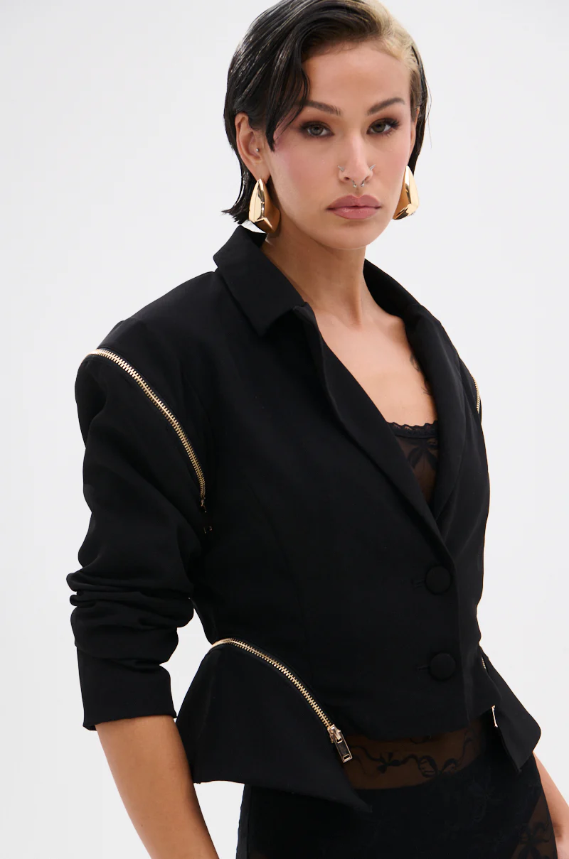 ZIPPED UP PEPLUM BLAZER - Image 3