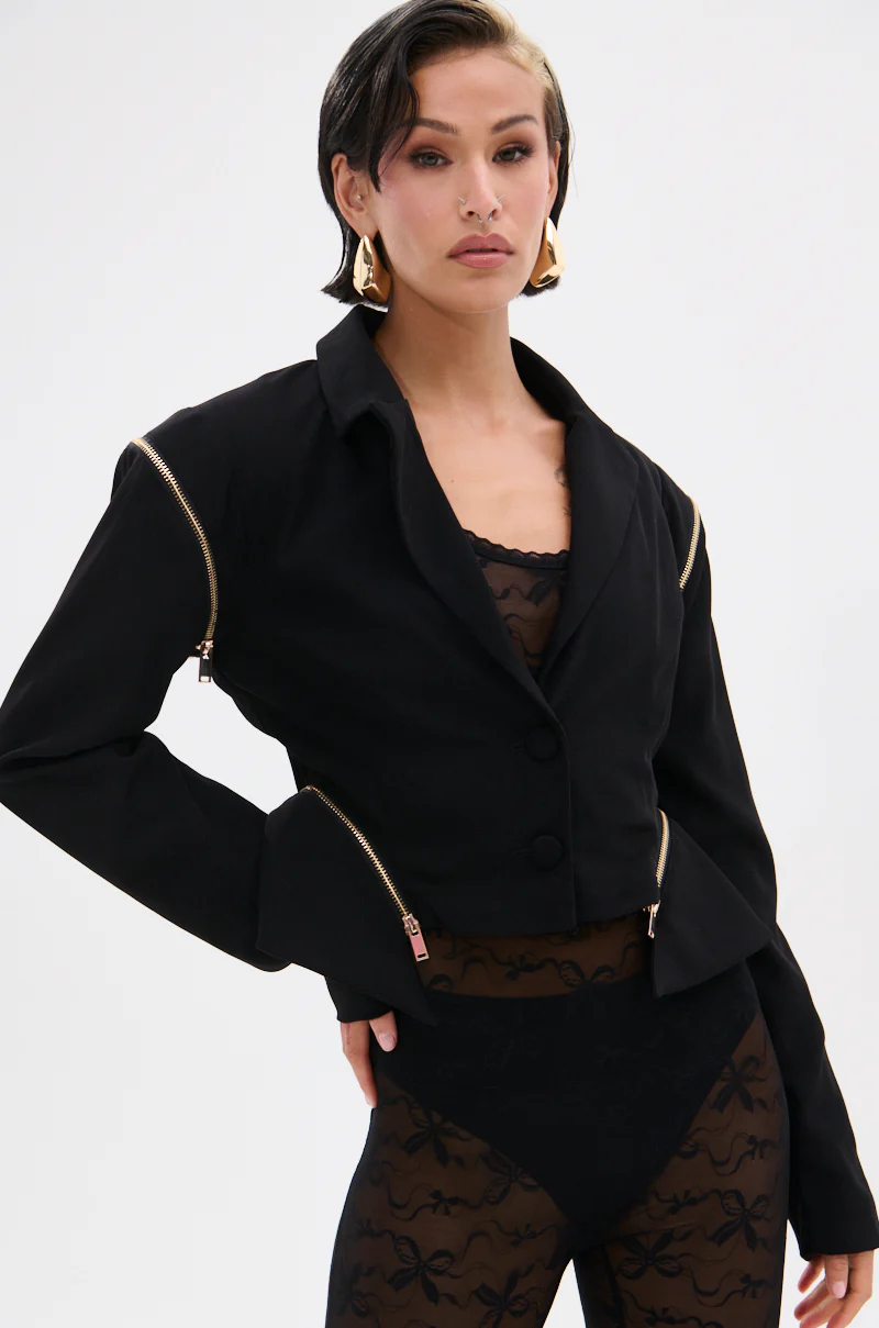 ZIPPED UP PEPLUM BLAZER - Image 4