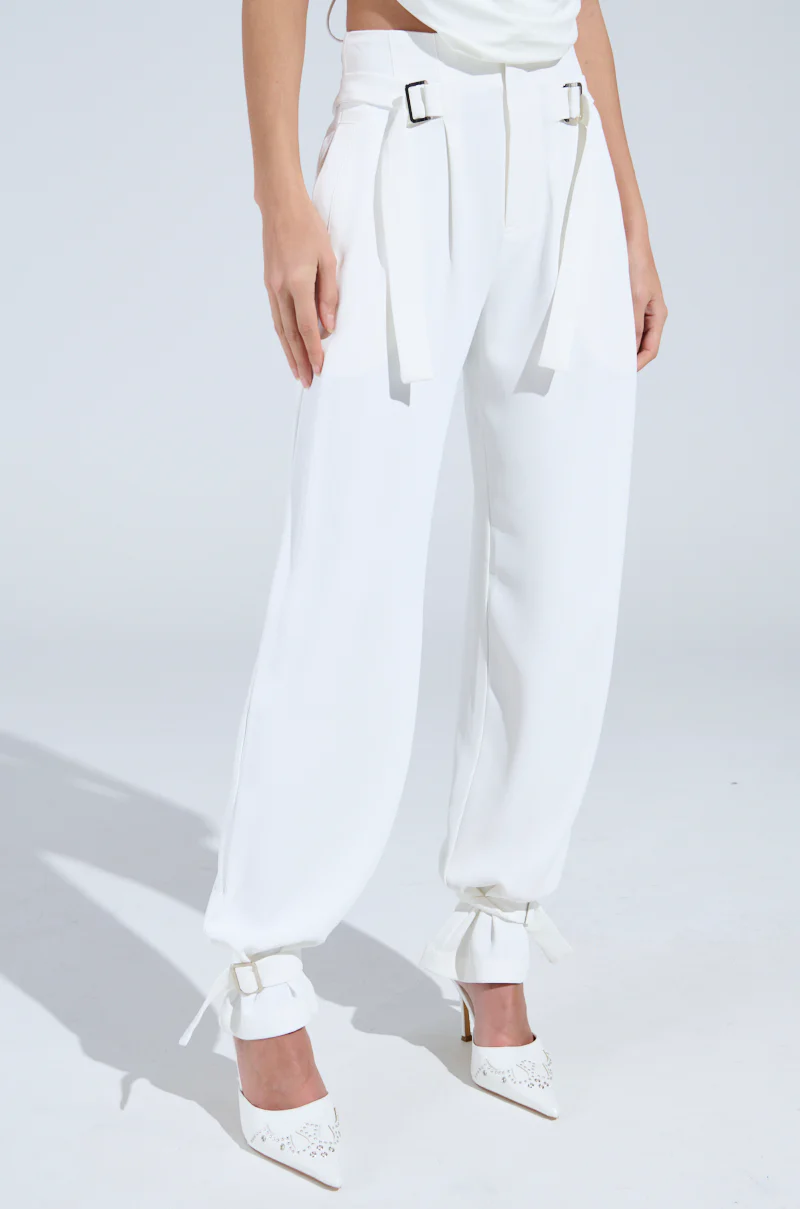 ZOE BUCKLE WAIST WIDE LEG PANTS - Image 2