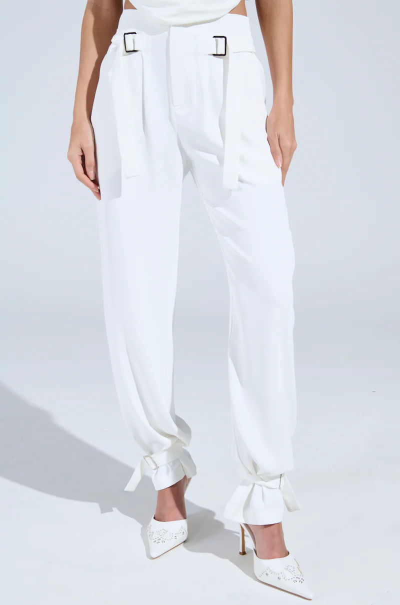 ZOE BUCKLE WAIST WIDE LEG PANTS - Image 3