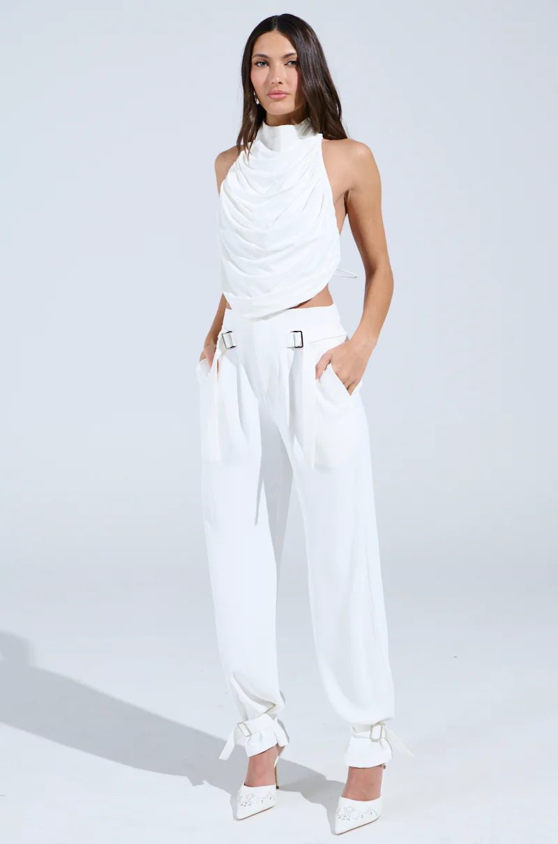 ZOE BUCKLE WAIST WIDE LEG PANTS - Image 6