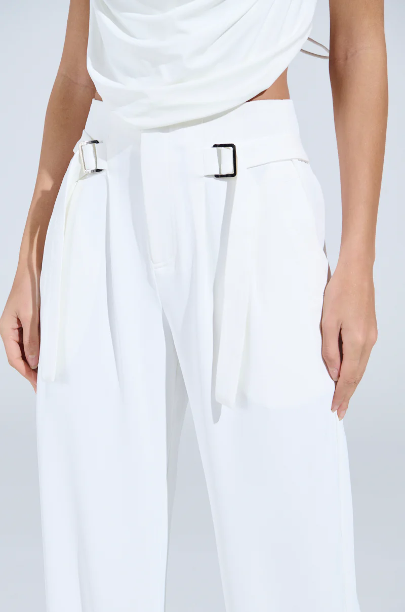 ZOE BUCKLE WAIST WIDE LEG PANTS - Image 8