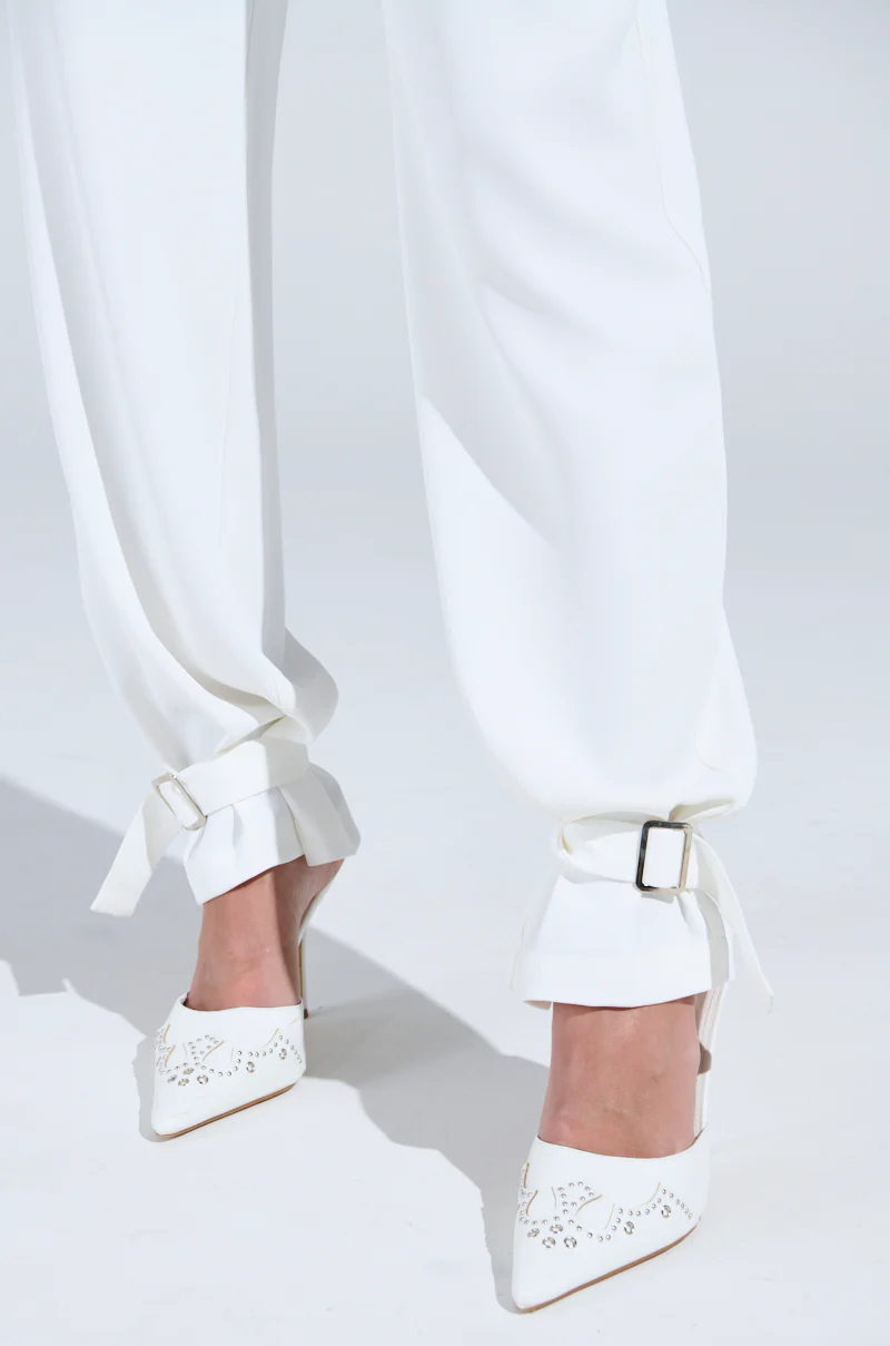 ZOE BUCKLE WAIST WIDE LEG PANTS - Image 9