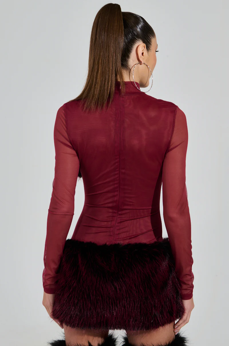 ZOEY MESH FUR MINI DRESS - Image 5