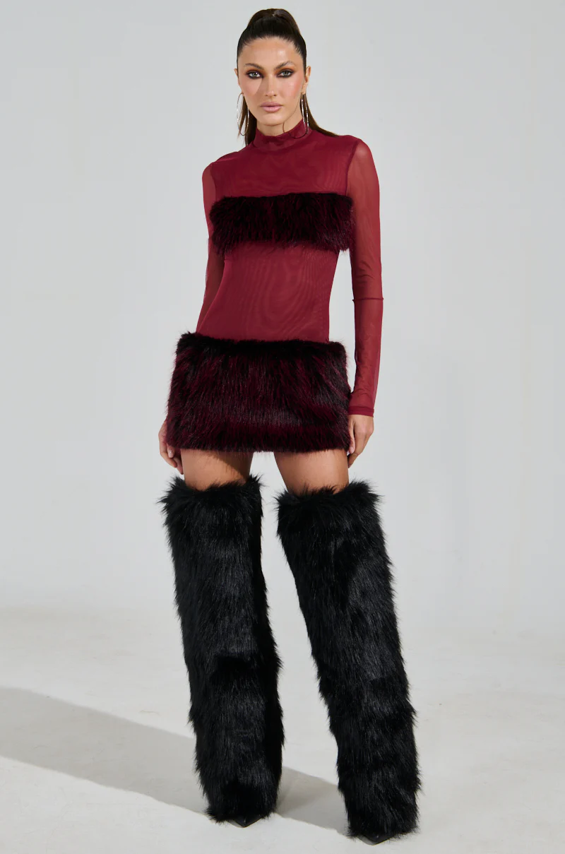ZOEY MESH FUR MINI DRESS - Image 6